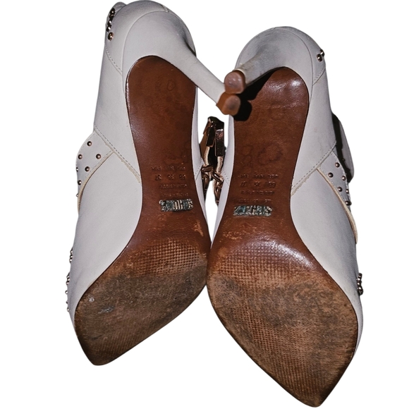 SCHUTZ White and Gold Studded Heels - Picture 2 of 7
